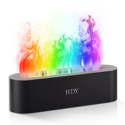 HDY 7 Color Flame Ultrasonic Humidifier | LED Diffuser, 150ml, Auto Shut-Off (Glossy Black)