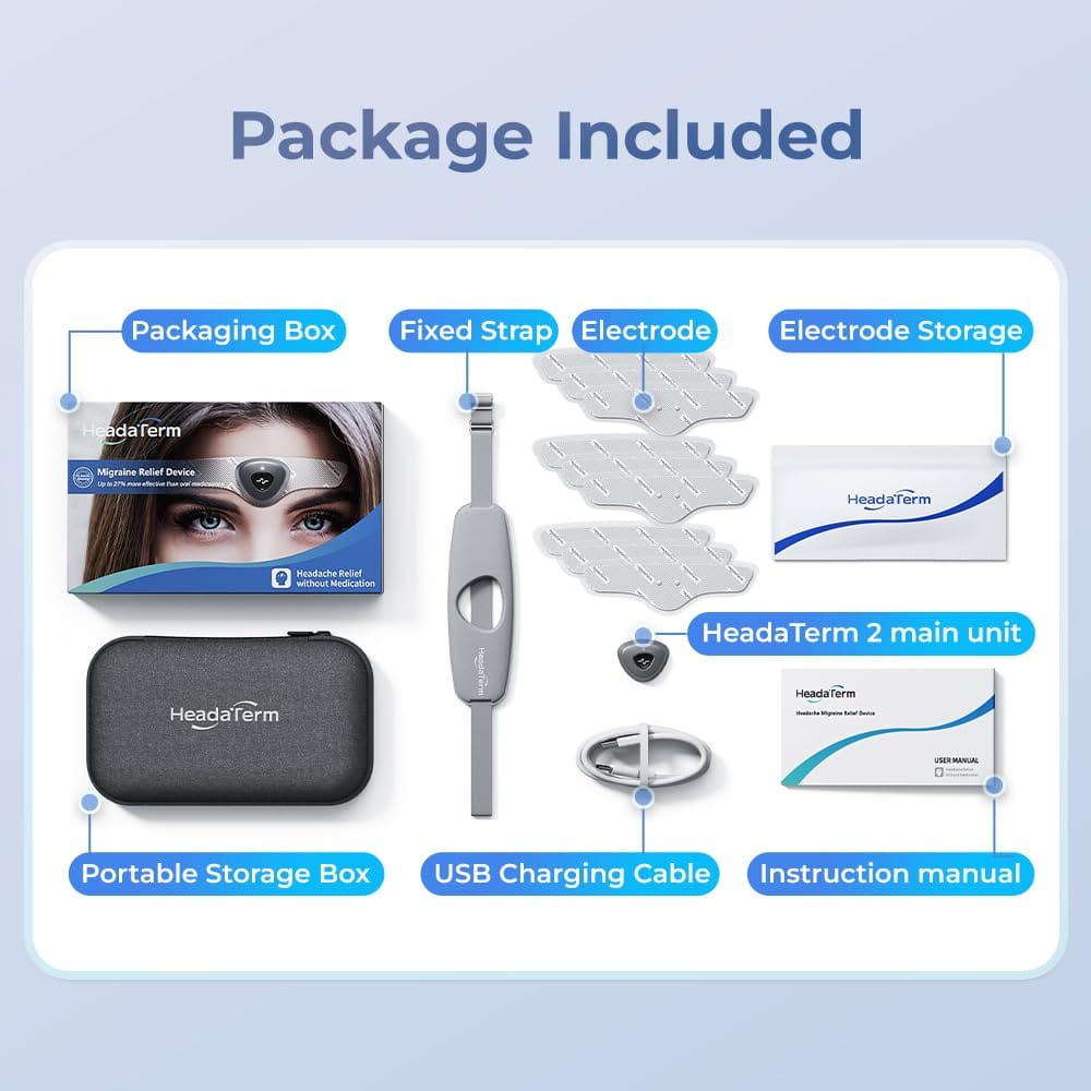 HeadaTerm-2 Migraine Relief Device – Drug-Free, Fast-Acting e-TNS Head Cap (2-Pack)