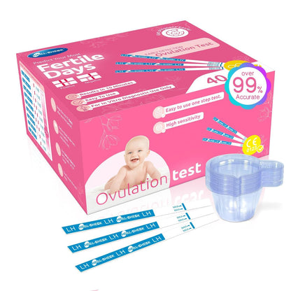 HEAL-CHECK 40 Count Ovulation Test Strips with Cups – Ovulation Predictor Kit, Bulk LH Tests for Home