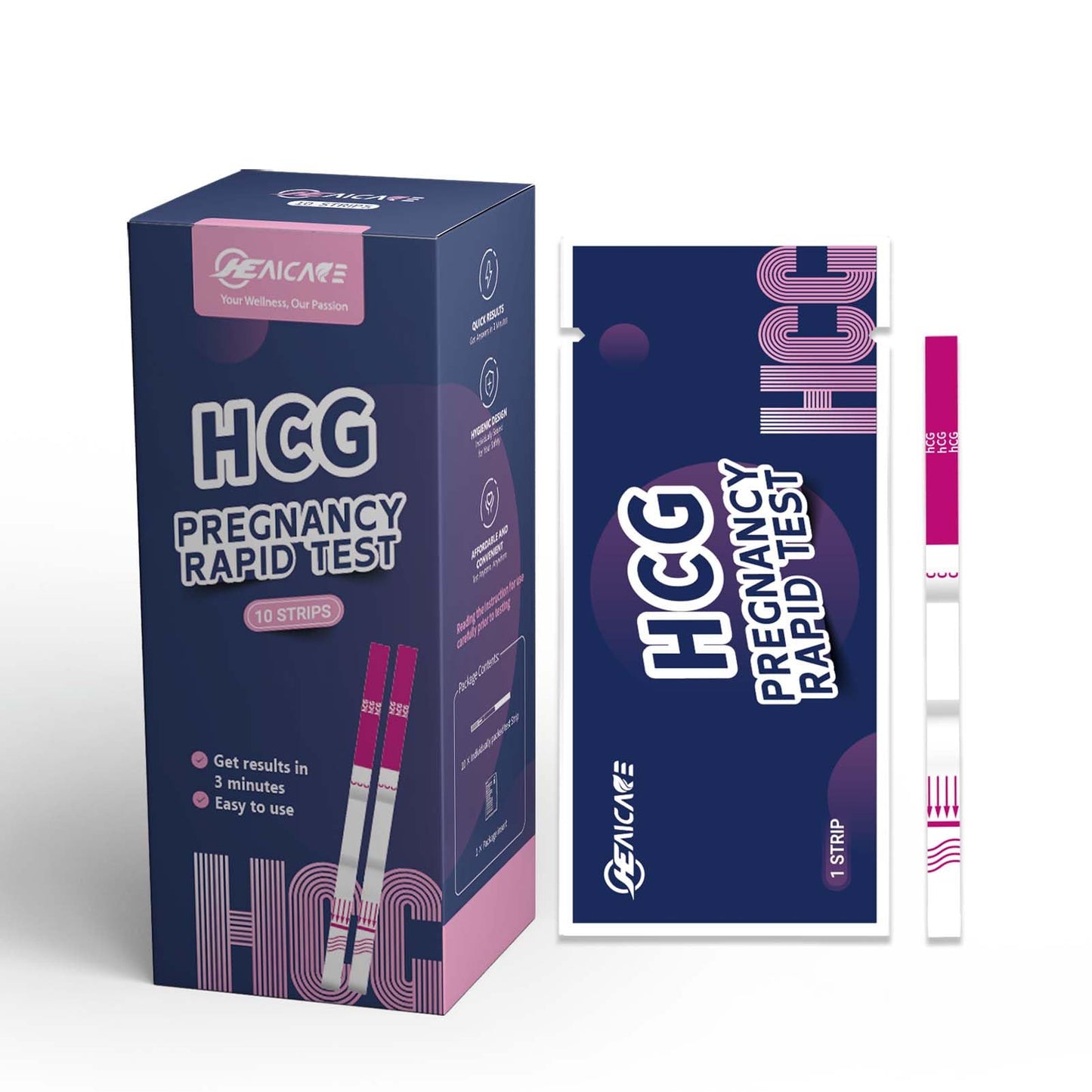 HealCare Pregnancy Test – Ultra-Sensitive 10 MIU/ml, Early Detection in 3 Minutes (10 Pieces)