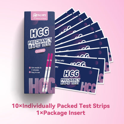 HealCare Pregnancy Test – Ultra-Sensitive 10 MIU/ml, Early Detection in 3 Minutes (10 Pieces)