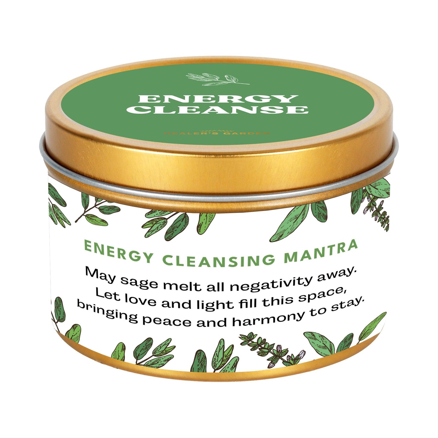 Healer's Garden Premium Sage Candle – Energy Cleansing Mantra, 6oz | Natural Soy, Paraben- & Phthalate-Free