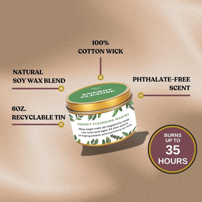 Healer's Garden Premium Sage Candle – Energy Cleansing Mantra, 6oz | Natural Soy, Paraben- & Phthalate-Free