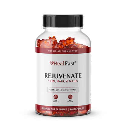HealFast Rejuvenate Collagen Gummies – Biotin, Zinc & Vitamins (60 Count)