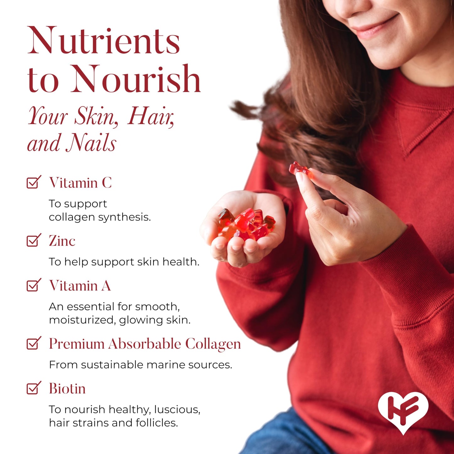HealFast Rejuvenate Collagen Gummies – Biotin, Zinc & Vitamins (60 Count)