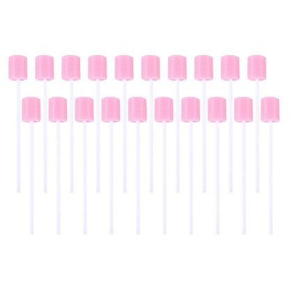 Healifty 200Pcs Disposable Oral Swabs - Pink Mouth Cleaning Sponge for Oral Care
