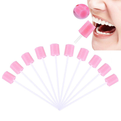 Healifty 200Pcs Disposable Oral Swabs - Pink Mouth Cleaning Sponge for Oral Care