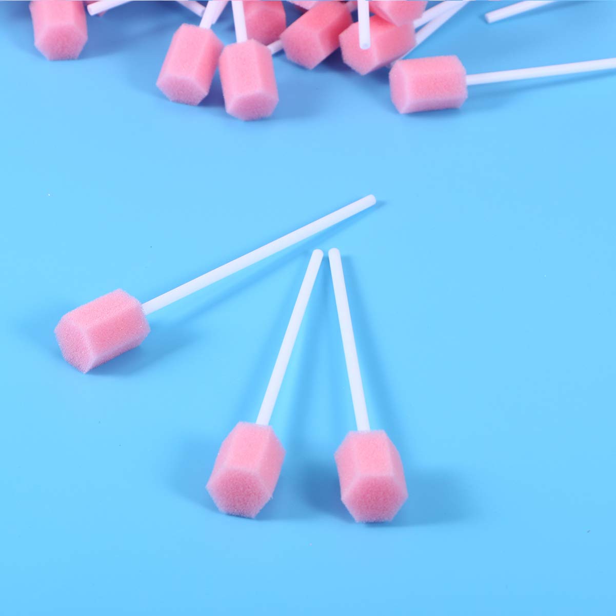 Healifty 200Pcs Disposable Oral Swabs - Pink Mouth Cleaning Sponge for Oral Care