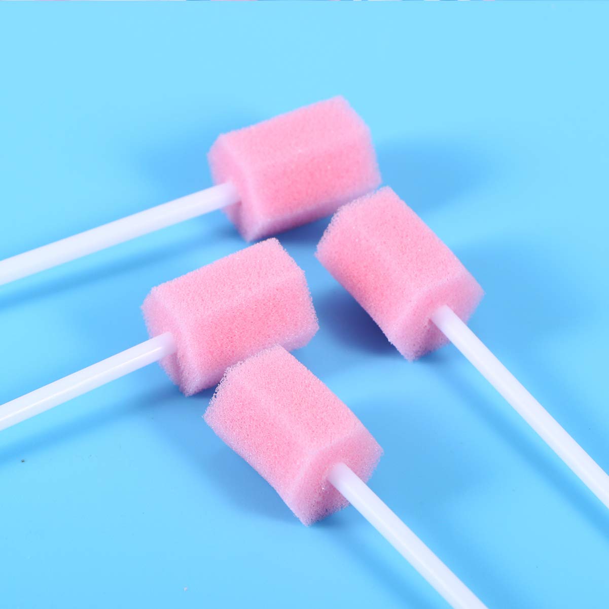 Healifty 200Pcs Disposable Oral Swabs - Pink Mouth Cleaning Sponge for Oral Care
