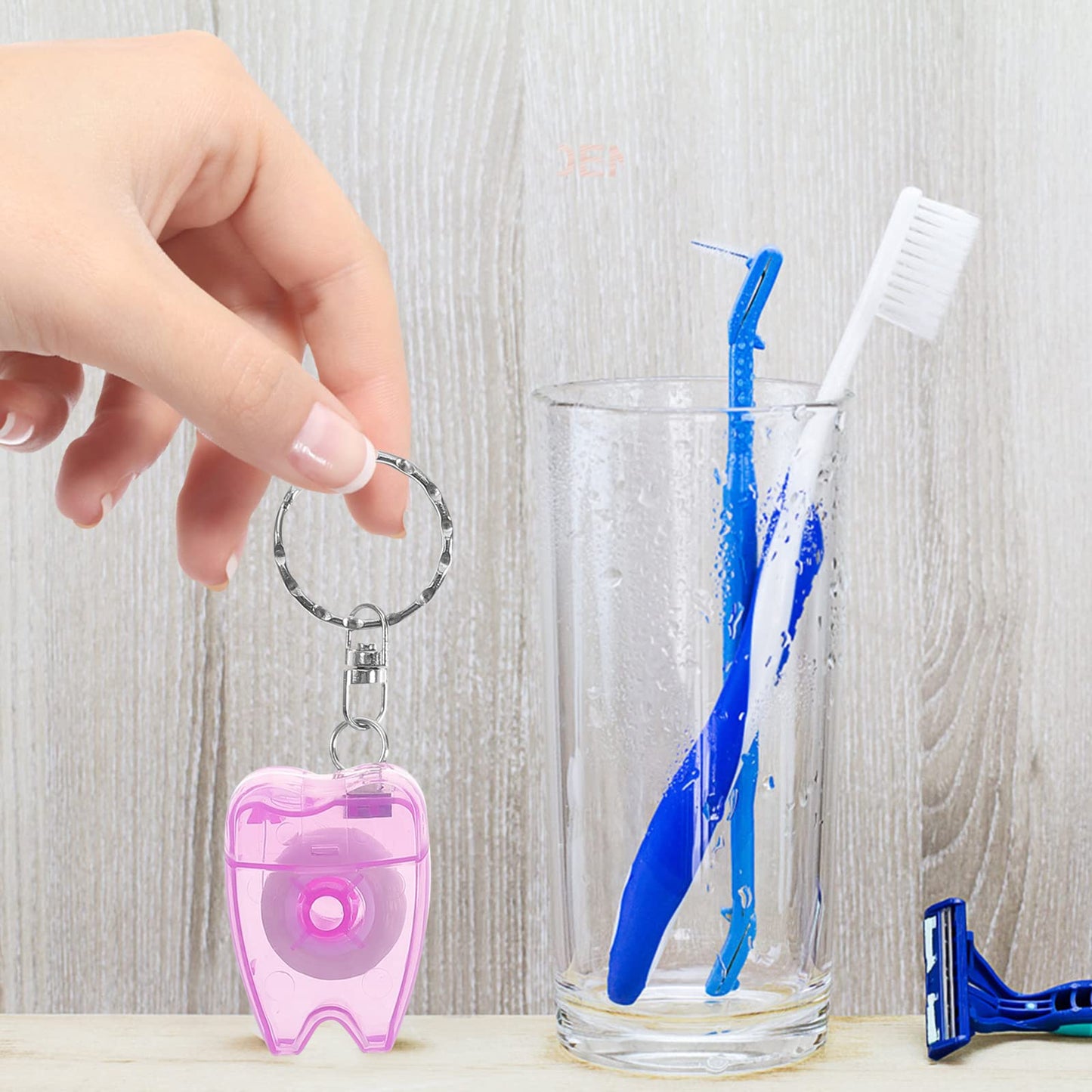 Healifty Dental Floss Mini Box with Keychain - 5 Pcs | Travel Floss Picks