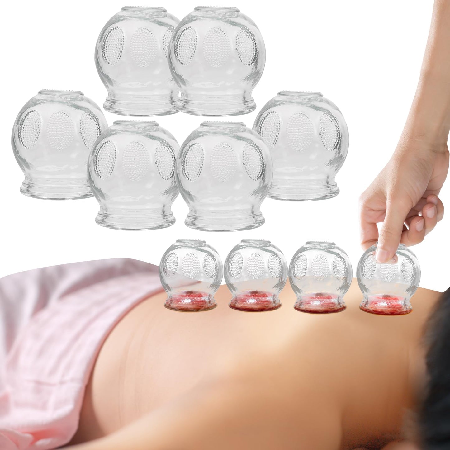 Healifty Glass Cupping Therapy Set – 6Pcs Vacuum Cupping for Massage & Fatigue Relief