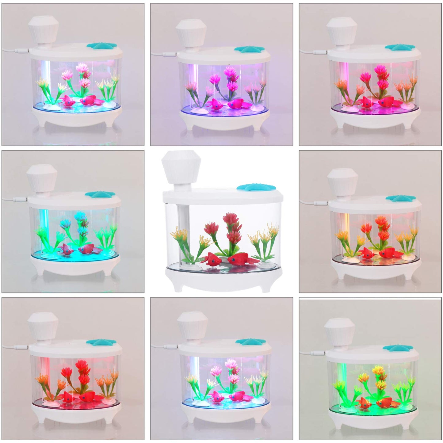Healifty USB Humidifier – Cute Fish Tank Diffuser, Night Light & Desk Humidifier
