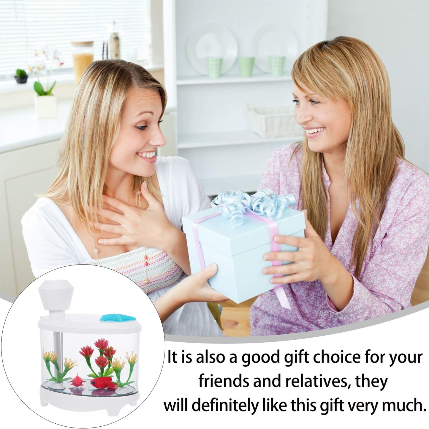 Healifty USB Humidifier – Cute Fish Tank Diffuser, Night Light & Desk Humidifier