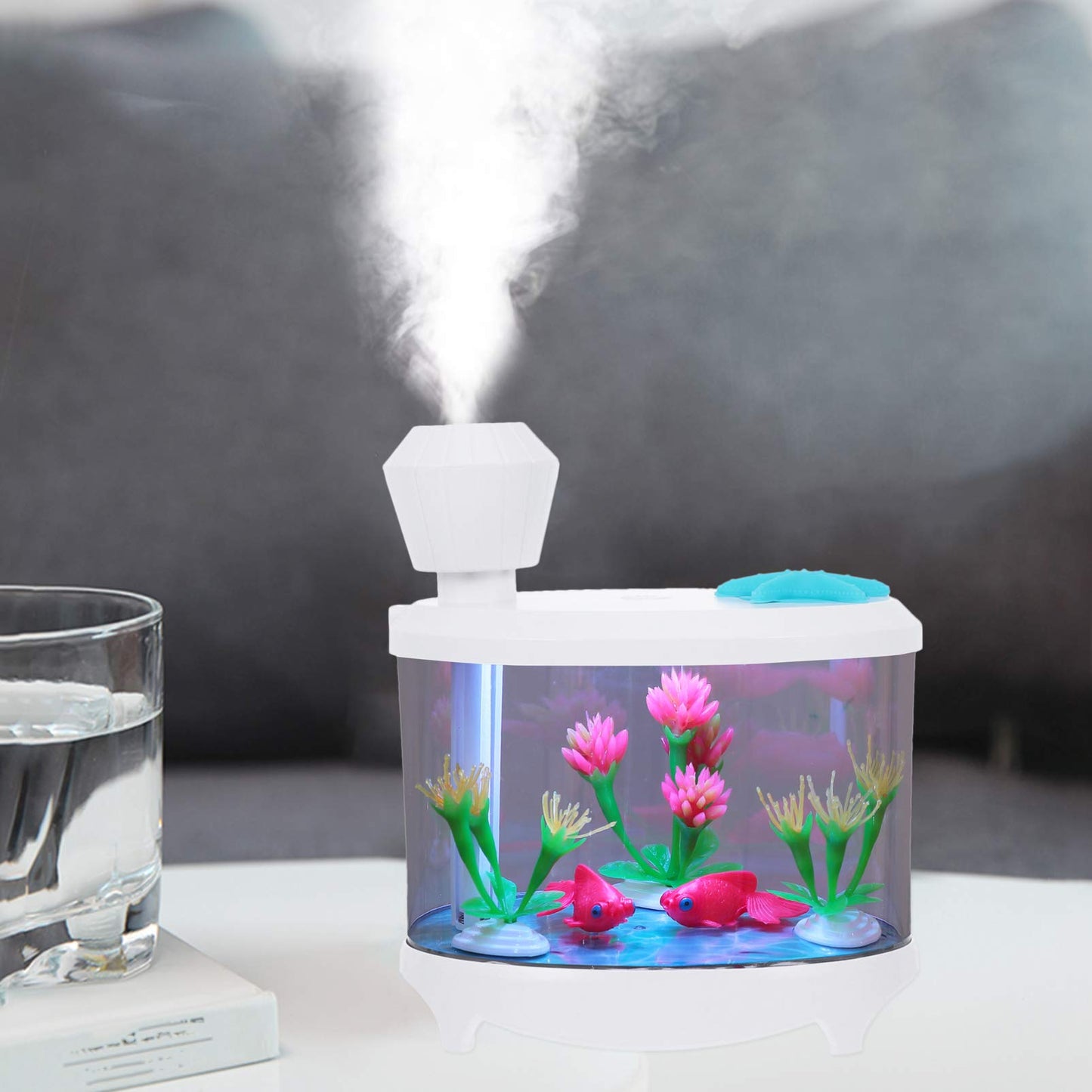 Healifty USB Humidifier – Cute Fish Tank Diffuser, Night Light & Desk Humidifier