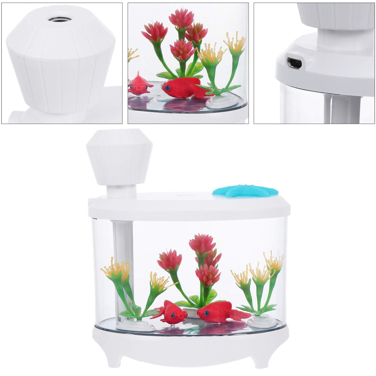 Healifty USB Humidifier – Cute Fish Tank Diffuser, Night Light & Desk Humidifier