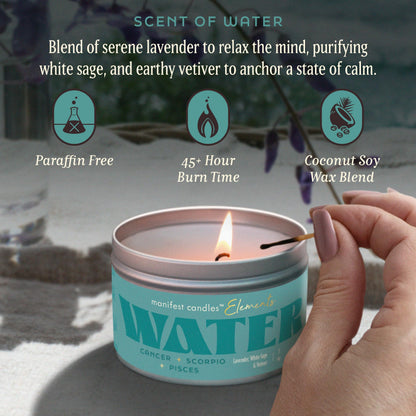 Zodiac Water Signs Gift Candle for Women – Pisces, Cancer & Scorpio with Crystal Bracelet
