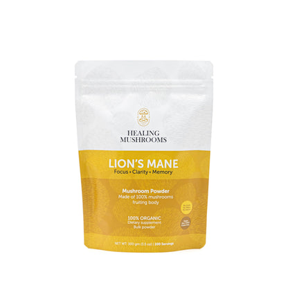 Healing Mushrooms Lion's Mane Pure Powder – Brain Superfood for Clarity, Memory & Focus (100 g)