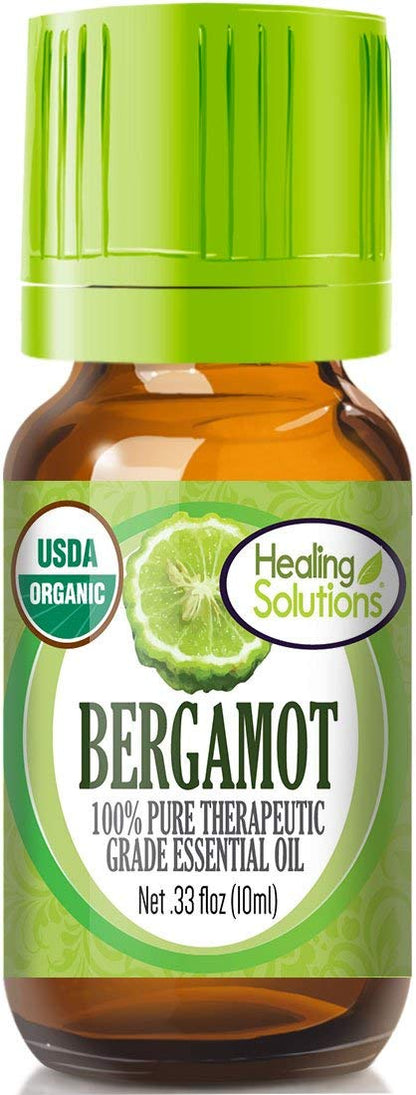 Healing Solutions Bergamot Essential Oil – 0.33 oz Organic, Undiluted