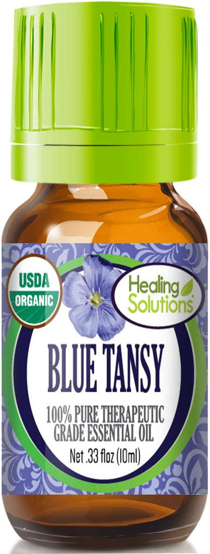 Healing Solutions Blue Tansy Essential Oil 10ml | USDA Organic, Undiluted