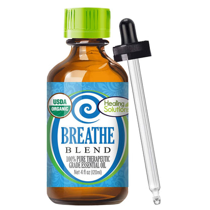 Healing Solutions Breathe Essential Oil Blend – 4 oz, Organic & Pure
