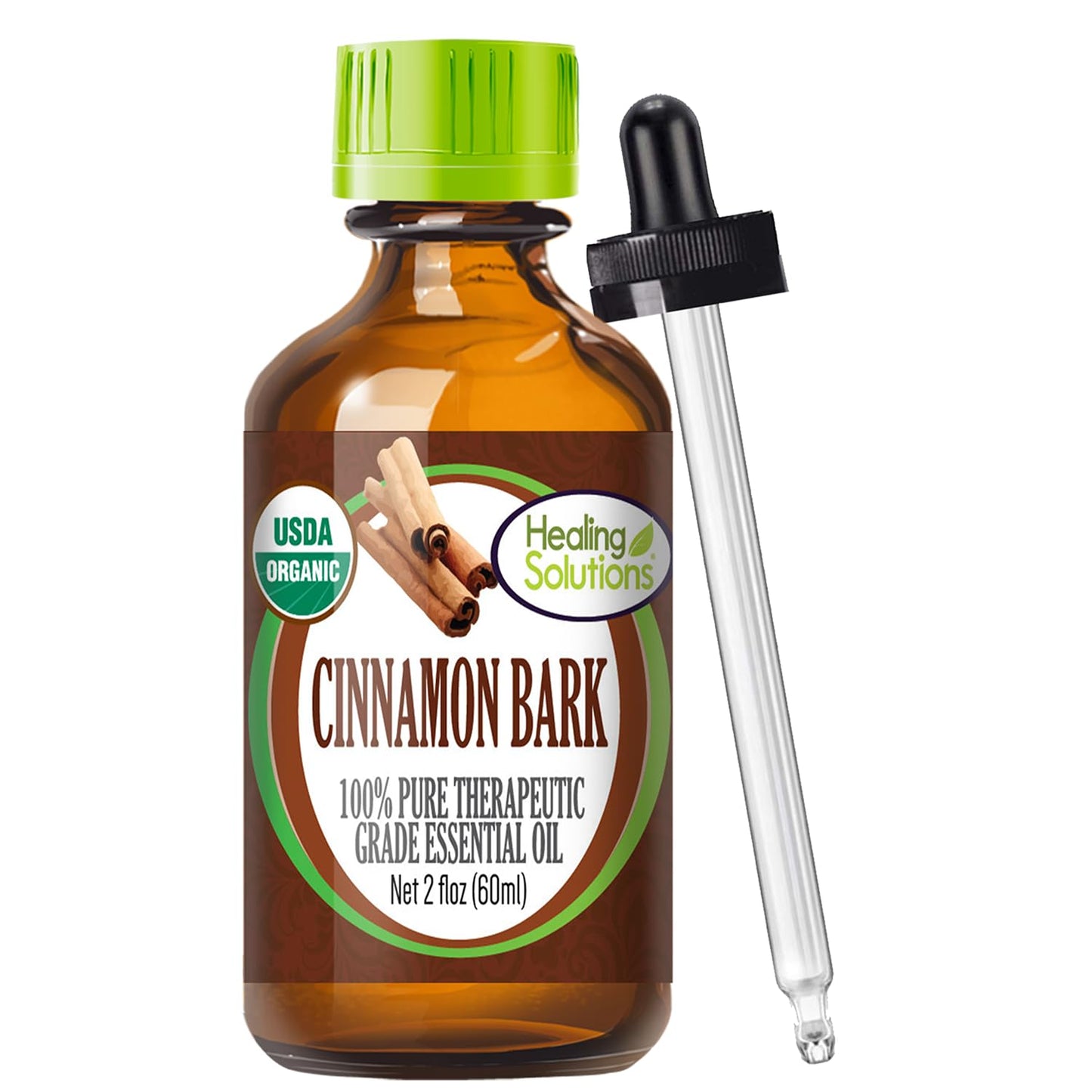Healing Solutions Cinnamon Bark Essential Oil 2oz – Organic, Pure & Undiluted (60ml)