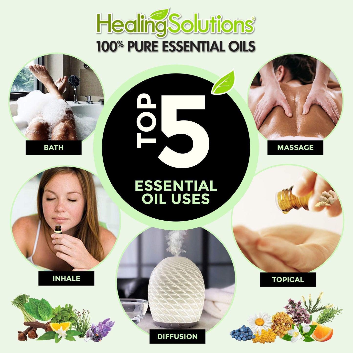 Healing Solutions Clary Sage Essential Oil 0.33 oz – Organic & Pure