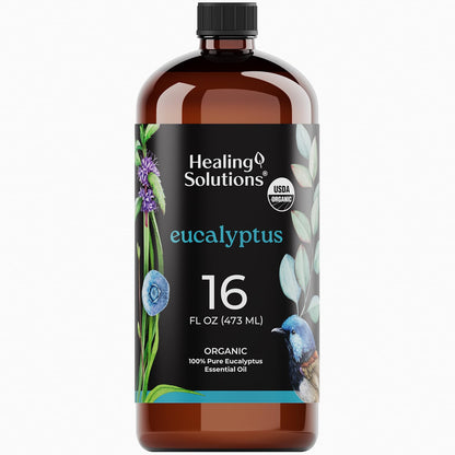 Healing Solutions Organic Eucalyptus Oil 16oz – Bulk for Diffusers & More