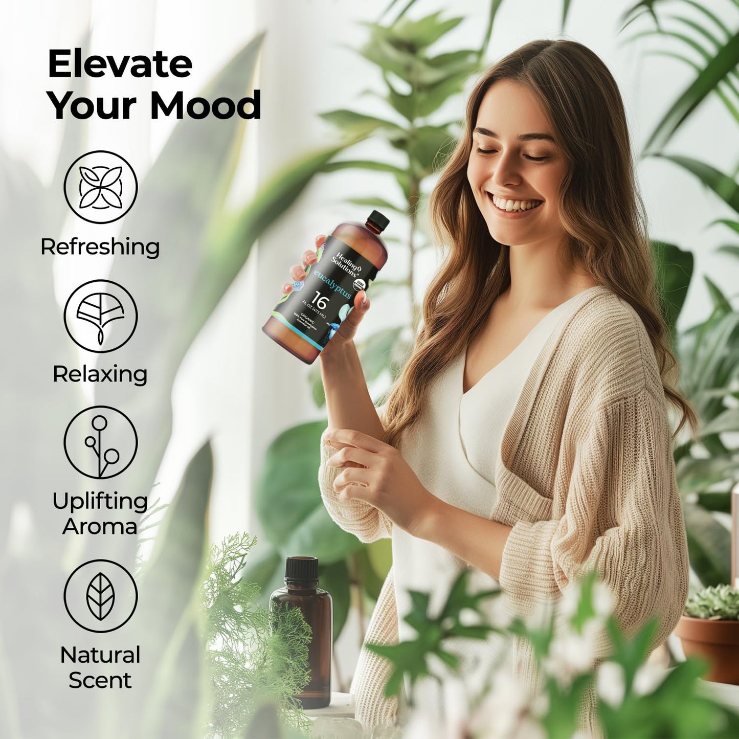 Healing Solutions Organic Eucalyptus Oil 16oz – Bulk for Diffusers & More