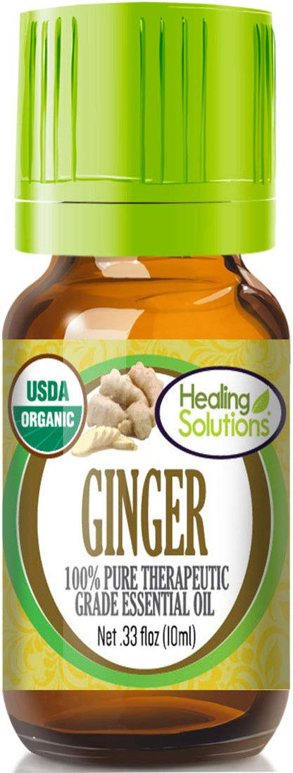 Healing Solutions Ginger Essential Oil 10ml – Organic, Pure, Therapeutic Grade