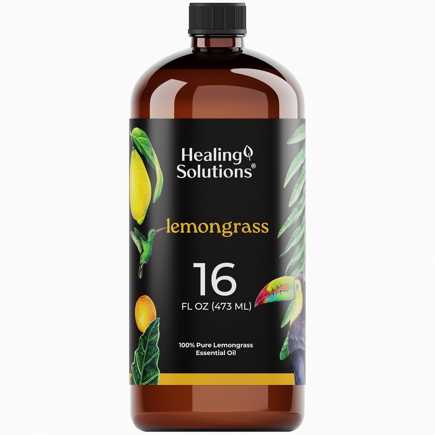 Healing Solutions Lemongrass Essential Oil 16oz – 100% Pure, USA Made
