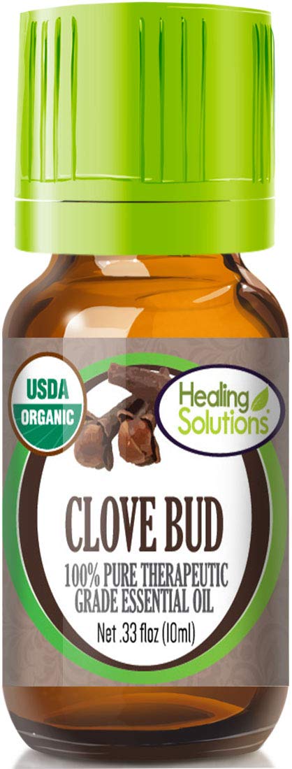 Healing Solutions Organic Clove Bud Oil - Pure & Undiluted Clove Bud Oil, Therapeutic Grade (10ml / 0.33 oz)