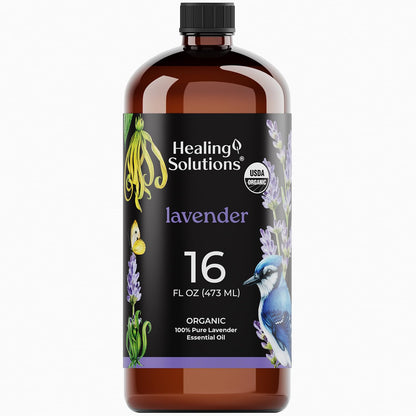 Healing Solutions Organic Lavender Essential Oil 16oz Bulk - Lavender Oil for Skin, Cleaning & Diffuser