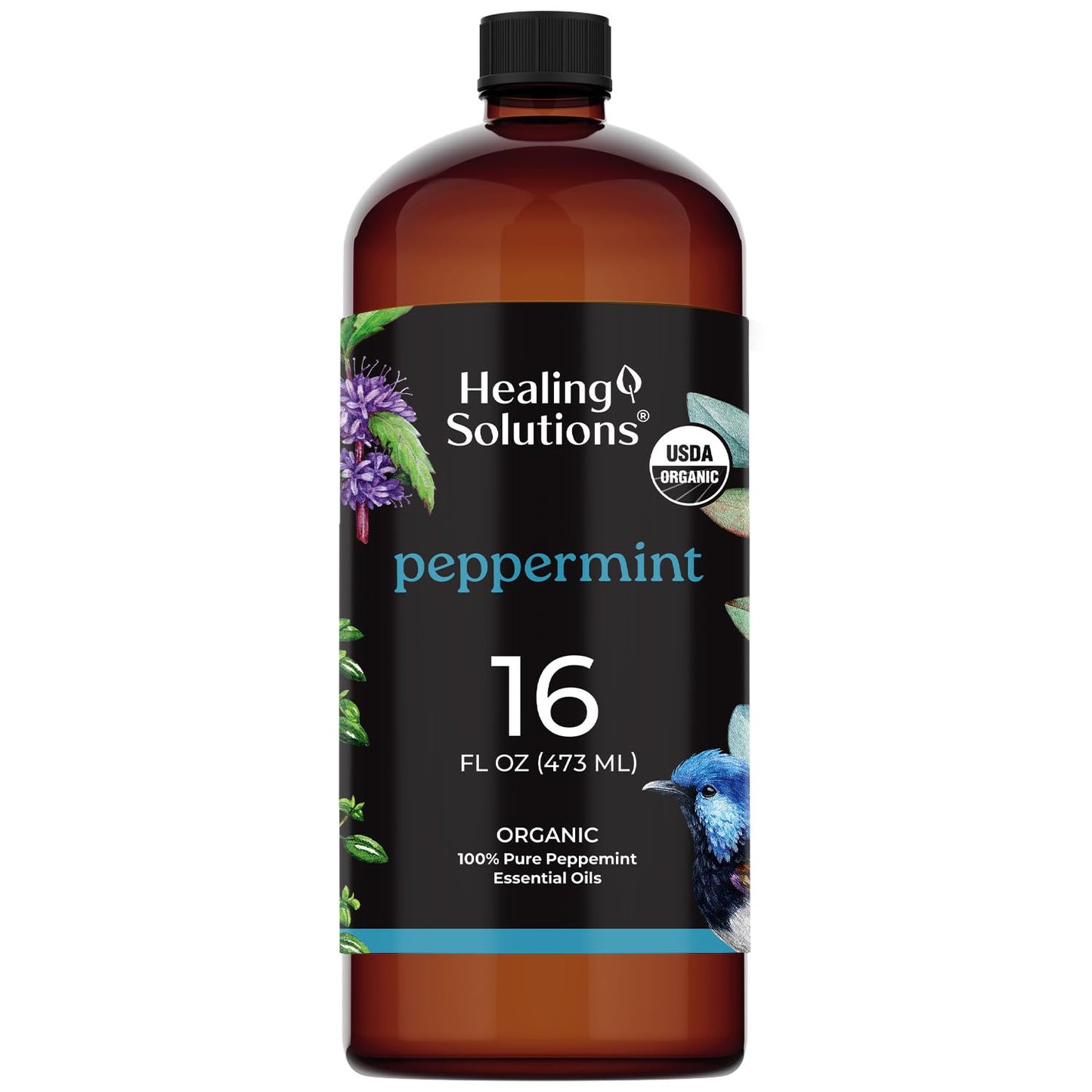 Healing Solutions Organic Peppermint Essential Oil 16oz – Bulk Mint Oil