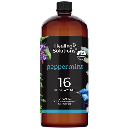 Healing Solutions Organic Peppermint Essential Oil 16oz – Bulk Mint Oil