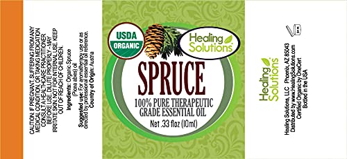 Healing Solutions Oils - Spruce Essential Oil Organic, Undiluted 0.33 oz / 10 ml