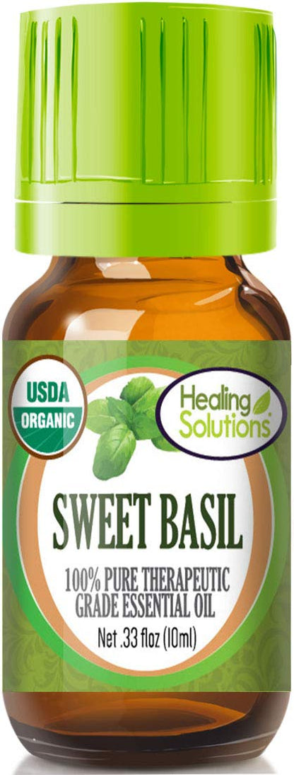 Healing Solutions Sweet Basil Essential Oil 10ml – Organic & Pure