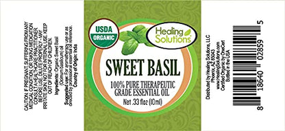 Healing Solutions Sweet Basil Essential Oil 10ml – Organic & Pure