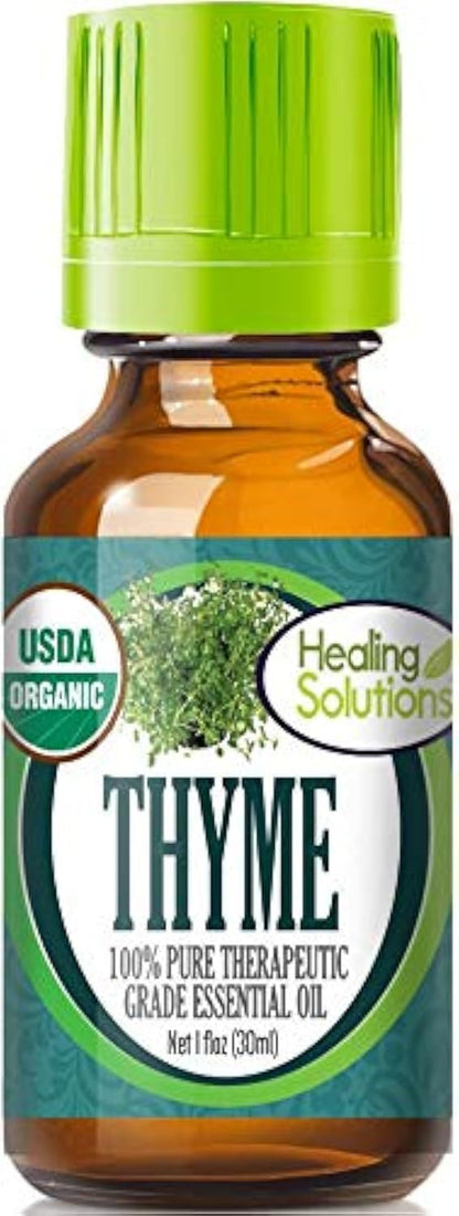 Healing Solutions Organic Thyme Essential Oil 1 oz (30 ml) – Pure & Undiluted for Diffusers
