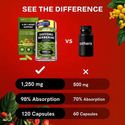 HealMeal Dihydroberberine – Organic Berberine with Cinnamon & RLA, 120 Caps