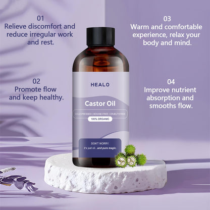 Healo Castor Oil Pack Wrap Kit – 3.38 oz, Reusable Wraps & Adjustable Straps