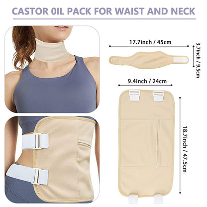 Healo Castor Oil Pack Wrap Kit – 3.38 oz, Reusable Wraps & Adjustable Straps