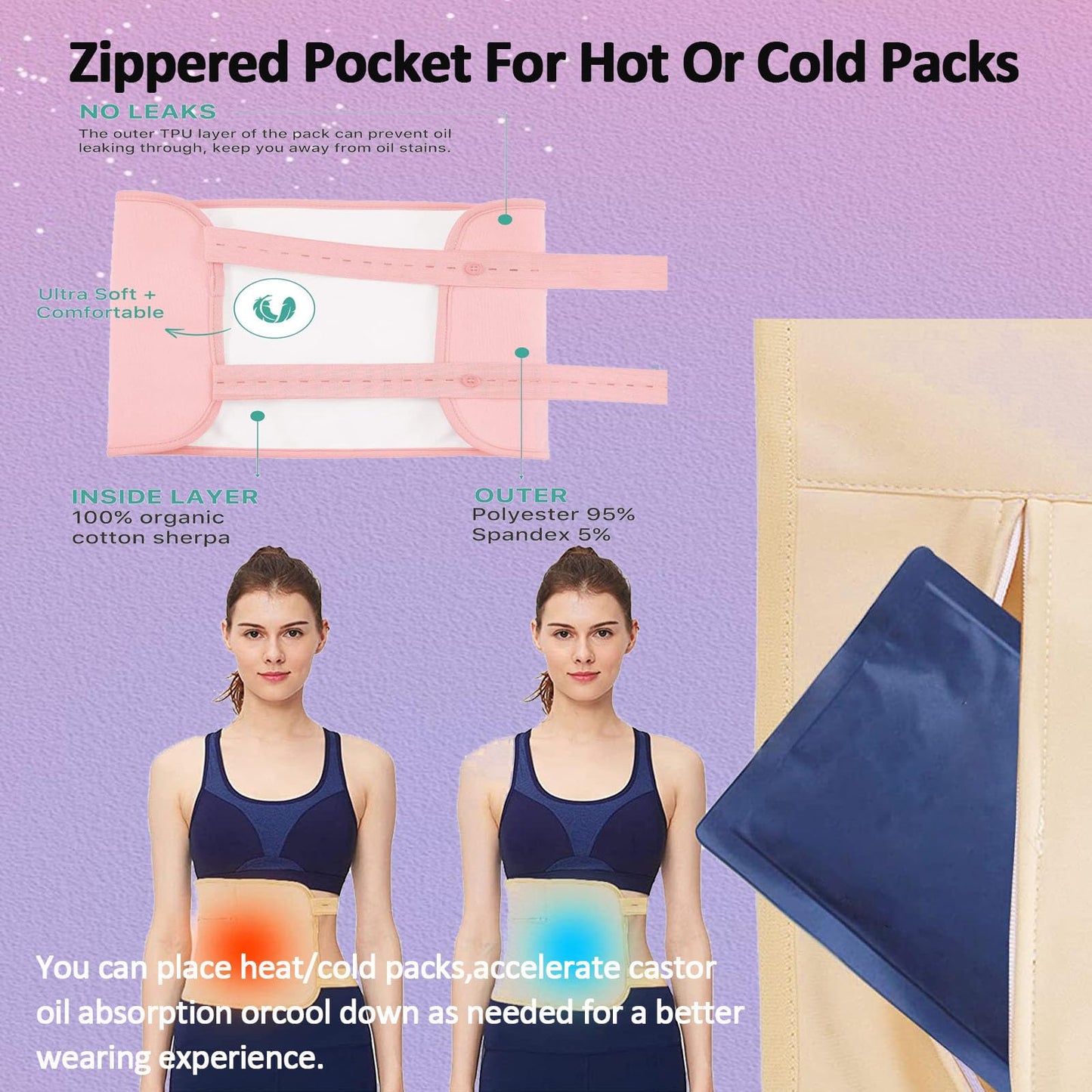Healo Castor Oil Pack Wrap Kit | Organic Castor Oil for Stomach, Neck & Body | Adjustable, Reusable 3.38 oz