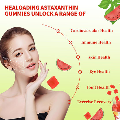 HEALOADING Astaxanthin 12mg Gummies – Eye, Skin, Joint & Immune Support (60 Gummies)