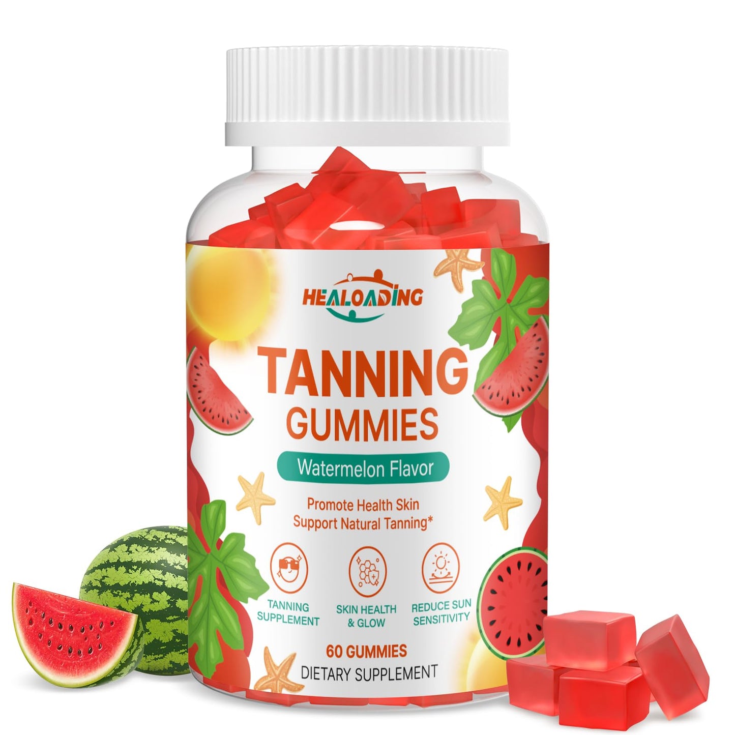 HEALOADING Tanning Gummies for Adults | Astaxanthin, Lycopene & Zinc
