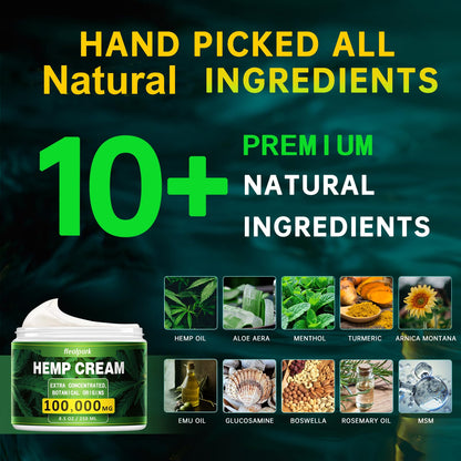 Healpark Hemp Cream 8.5 oz - Arnica, MSM, Turmeric & Menthol