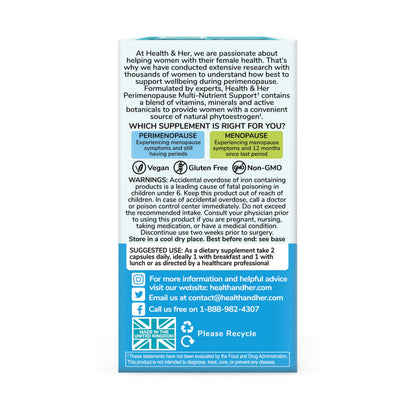 Health & Her Perimenopause Supplement for Women – UK’s No.1, Vegan & Gluten-Free (60 ct)