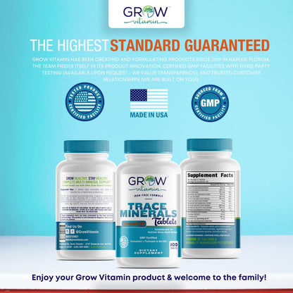 Grow Vitamin Trace Minerals Enhanced Complex – 100 Tablets, 70+ Minerals