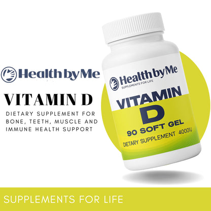 HEALTH BY ME Vitamin D3 4000 IU Softgels – Supports Bones, Teeth, Muscles & Immune Health