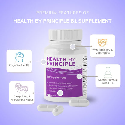 Health by Principle B1 Supplement (TTFD) – Energy, Cognitive Health & Digestion | 100 Capsules