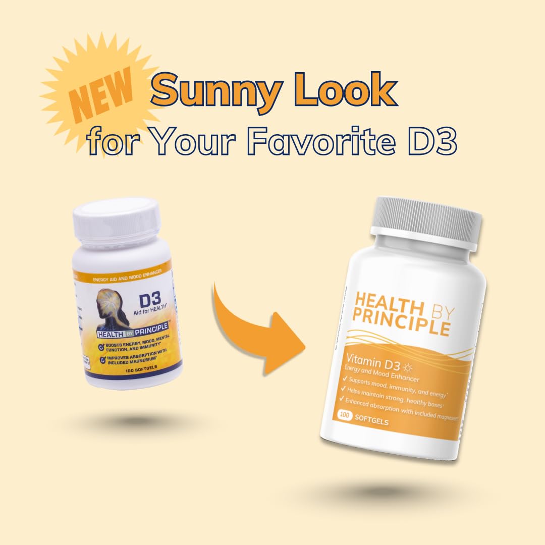 Health by Principle Vitamin D3 - Immune & Bone Support (100 Softgels) - Organic, Non-GMO, Gluten Free